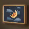 Teddybeer - Maan - Wolken - Sterren Light Box met batterij (Wandlamp kind) middel -z3d_website