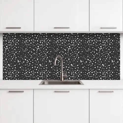 Terrazzo -  Patroon - Zwart - Wit keuken achterwand 2 middel 871 -3d