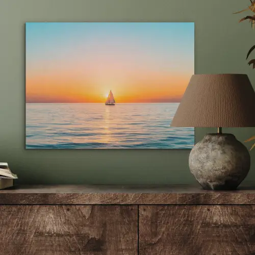 Zee - Zeilboot - Zonsondergang PET vilt klein -sfeer2