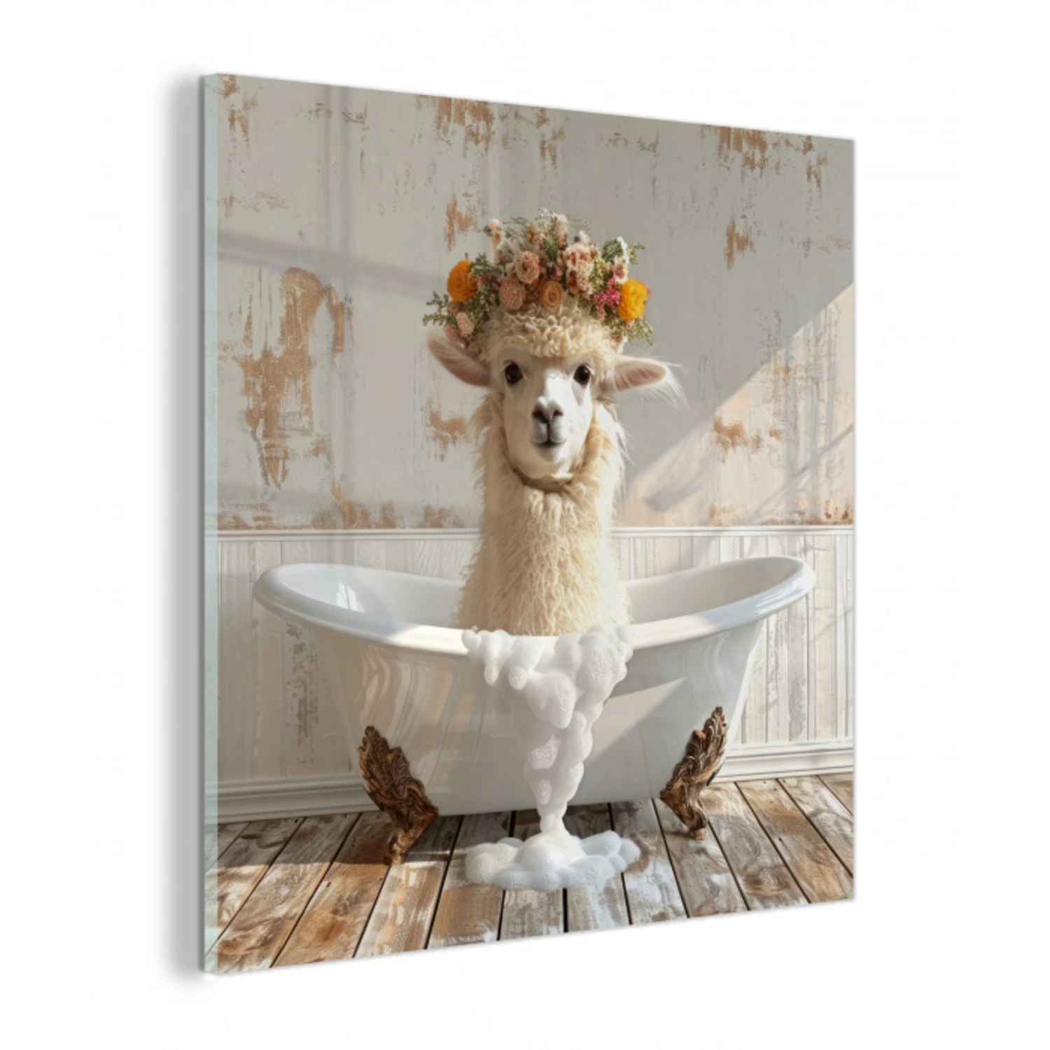 Vintage - Alpaca - Badkuip - Bloemen - Dieren plexiglas 5mm klein -z3d