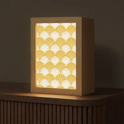 Waaier - Geel - Art Light Box met kabel (Tafellamp) klein 925 -z3d_website