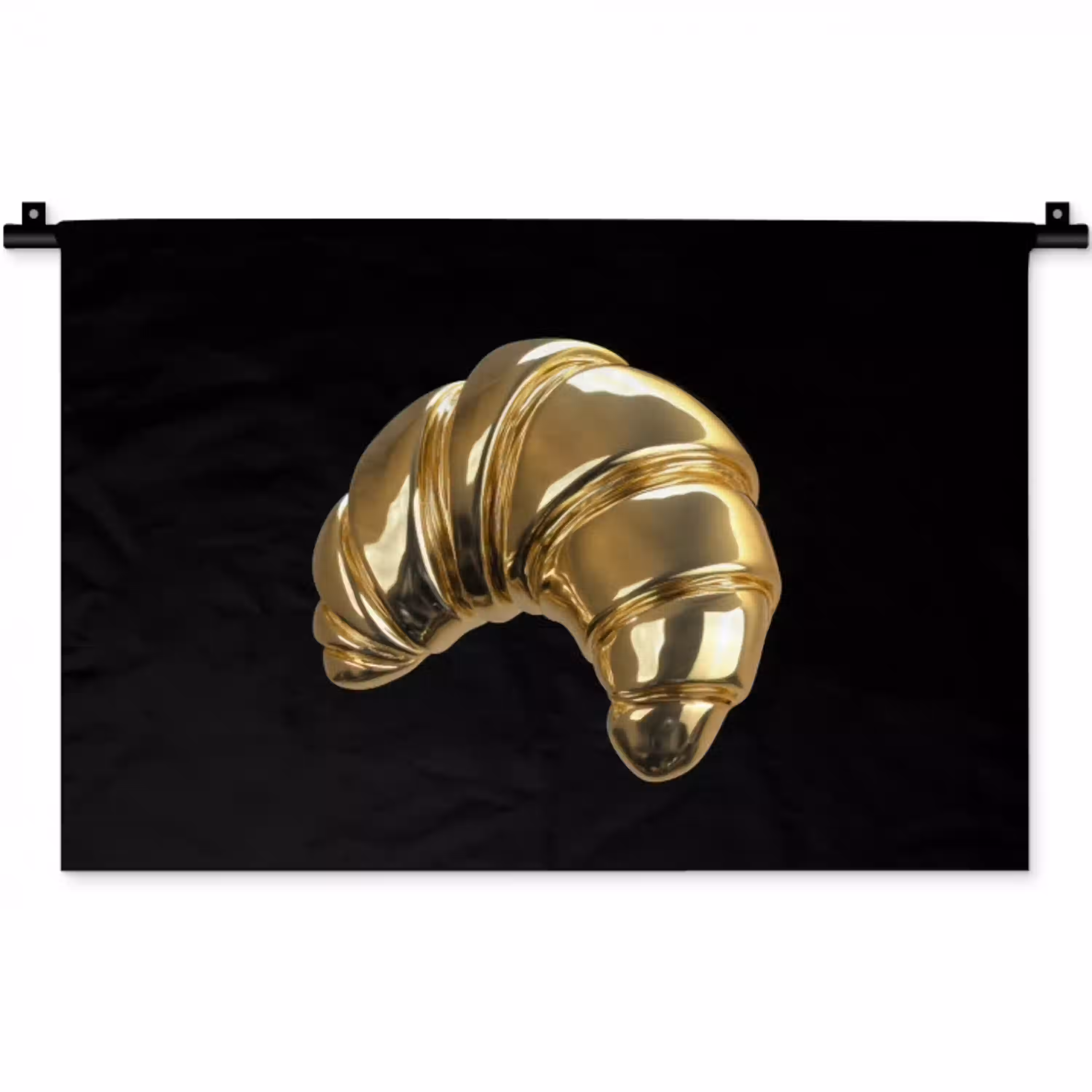 Croissant - Brood - Goud - Zwart Wandkleed katoen klein -zz3d