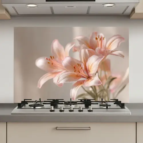 Lelies - Meeldraden - Roze - Wazig keuken achterwand spatscherm klein -3d_website