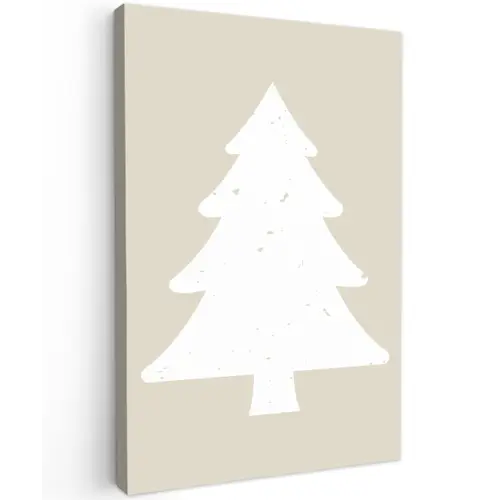 Japandi - Kerstboom - Beige - Kerstversiering Tuinposter op houten frame 2 cm dik klein -3d