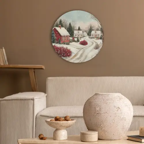 Kerstsfeer - Landelijk - Rood Akoestische PET Vilt - Rond klein -sfeer1