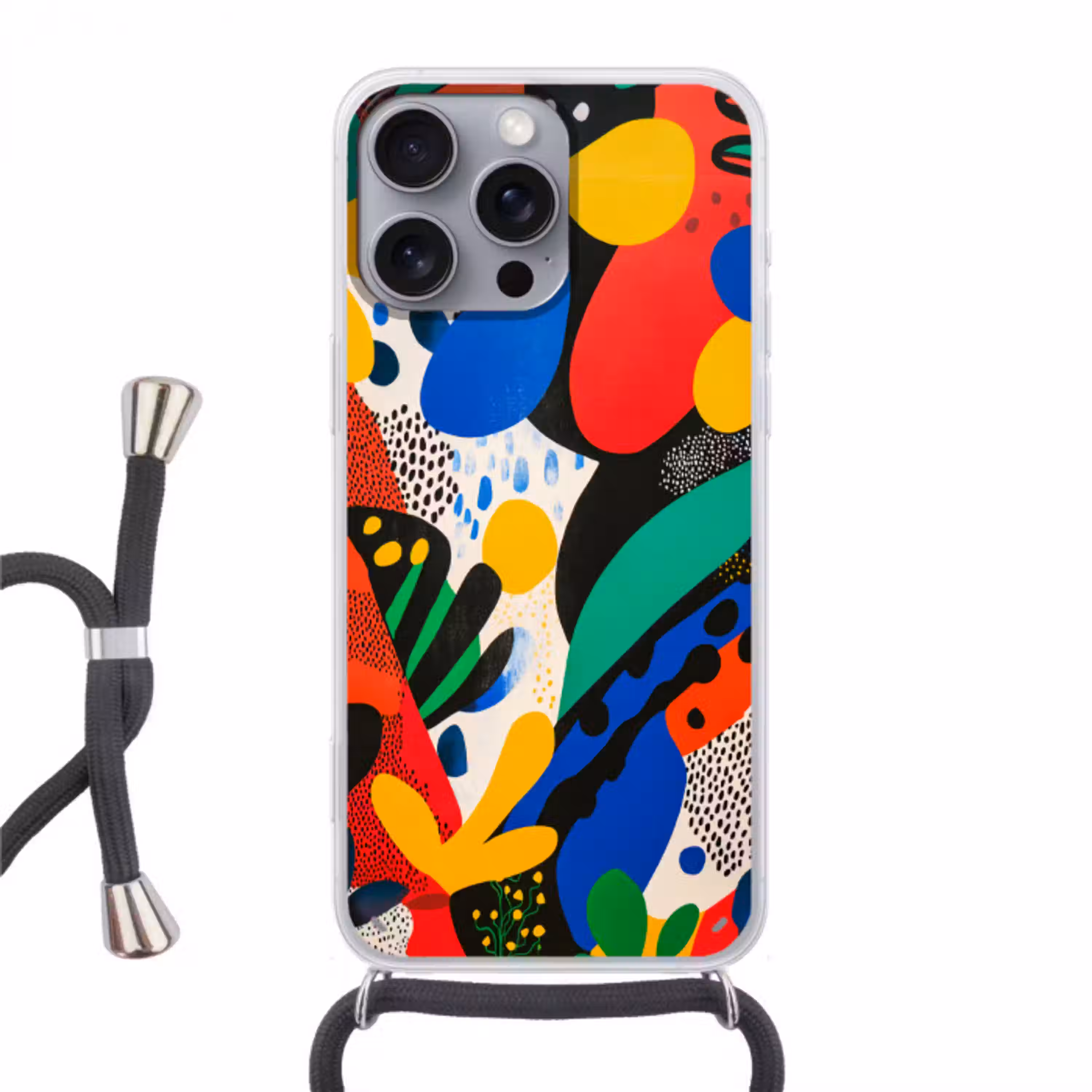 Abstract - Planten - Vormen - Kleurrijk Hoesje iPhone 16 Pro Max met koord klein -3d
