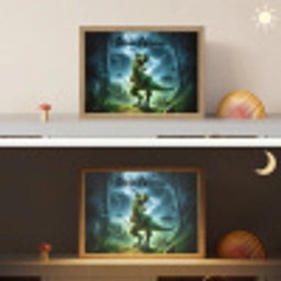 Dino - Jongens - Groen - Blauw - T-Rex Light Box met batterij (Wandlamp kind) middel -sfeer3_kind