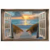 Doorkijk - Strand - Pad - Zonsondergang poster papier klein -3d