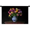 Tulpen - Kleuren - Hout - Vaas Wandkleed katoen klein -zz3d