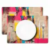 Vrouwengezicht - Krantenpapier - Abstract - Roze Placemat vinyl groot -zzsfeer2_Kitchenyeah-website