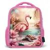 Flamingo en schildpad op een roze strand. Kinderrugzak - Roze middel -3d