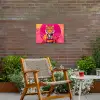 Tijger - Kimono - Planten - Roze Tuinposter op houten frame 2 cm dik klein -sfeer3