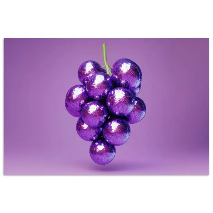 Druif - Disco - Glitter - Paars poster papier klein -3d