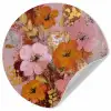 Schilderij - Bloemen - Rustiek - Roze Wandcirkel behangsticker klein -3d