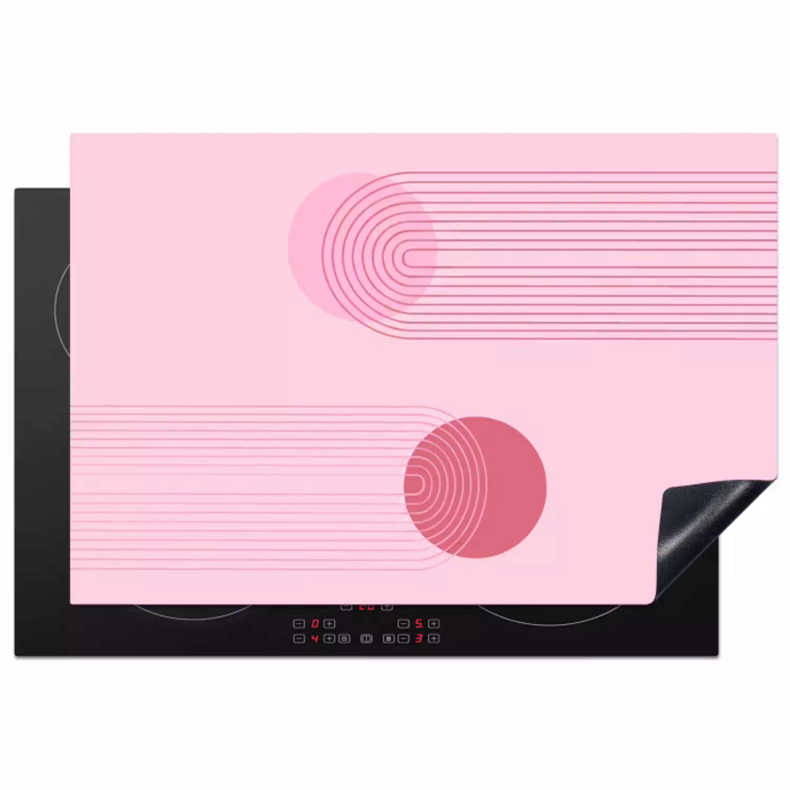 Vormen - Lijnen - Minimalistisch - Roze Inductie beschermer vinyl 3mm klein -3d