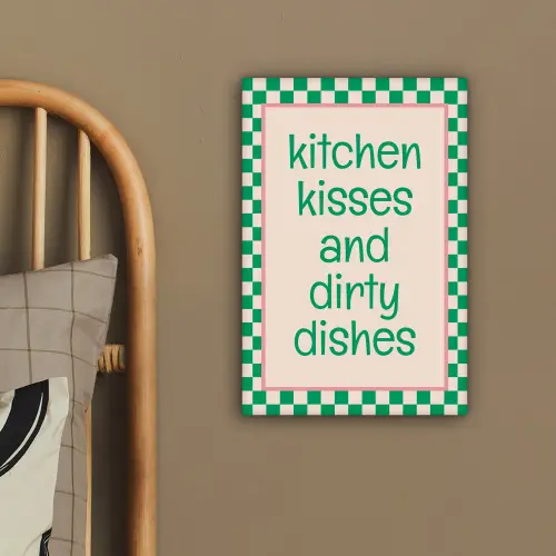 Quote - Groen - Geblokt - Keuken canvas 2cm klein -sfeer3