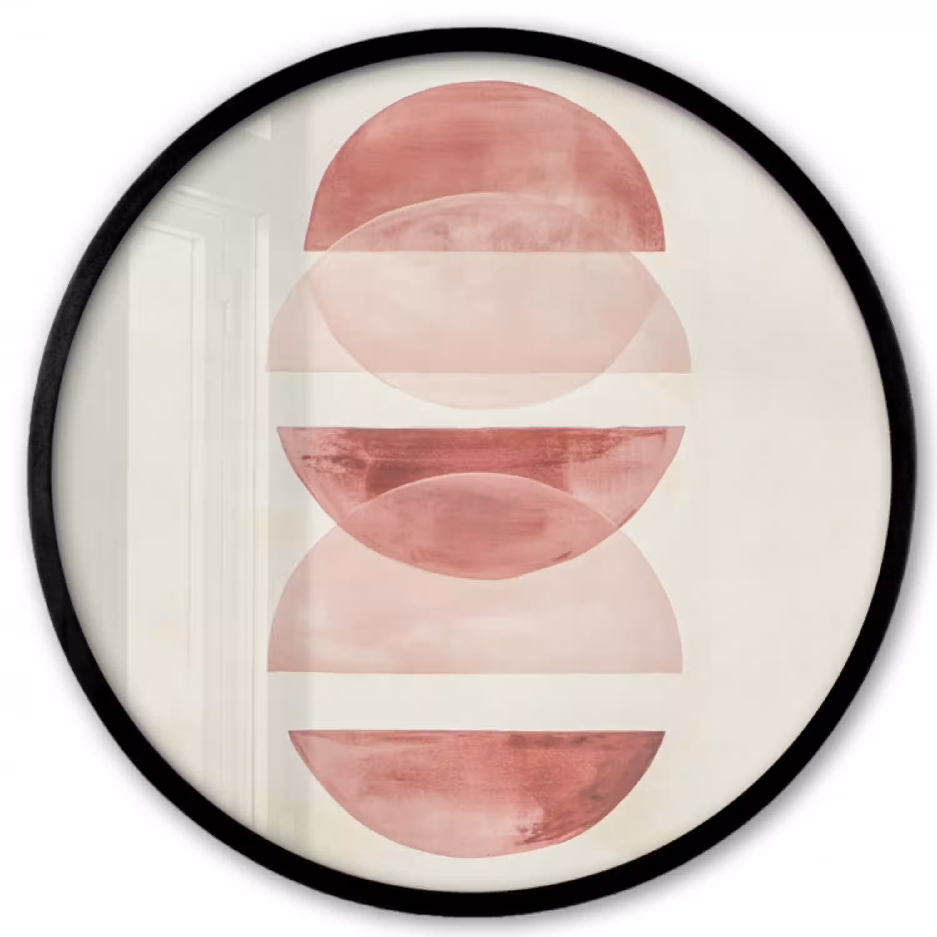 Minimalistisch - Cirkels - Roze Fotolijst rond zonder passe partout klein -3d