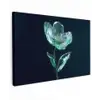 Bladeren - Bloem - Glazen - Donkerblauw Tuinposter op houten frame 2 cm dik klein -3d