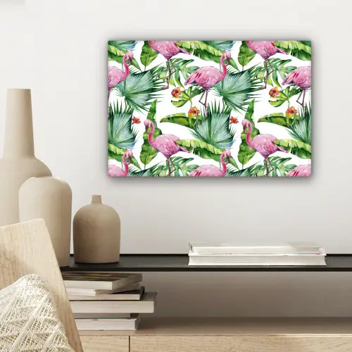 Bladeren - Flamingo - Bloemen - Jungle canvas 2cm klein -sfeer6