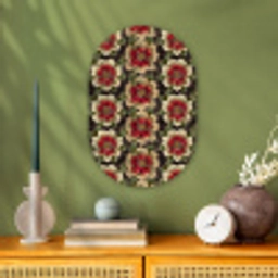Bloemen - Klassiek - Patroon - Rood Wandcirkel Ovaal Forex klein 630 -sfeer2