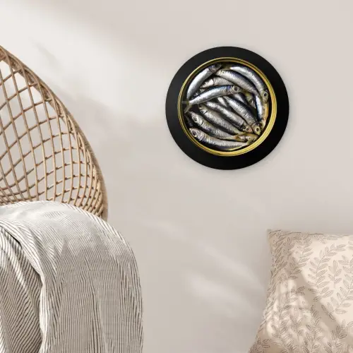 Sardines - Vissen - Rond - Zwart Wandcirkel plexiglas klein -sfeer5