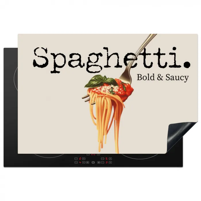 Spaghetti - tomatensaus - Parmezaanse kaas Inductie beschermer vinyl 3mm klein -3d