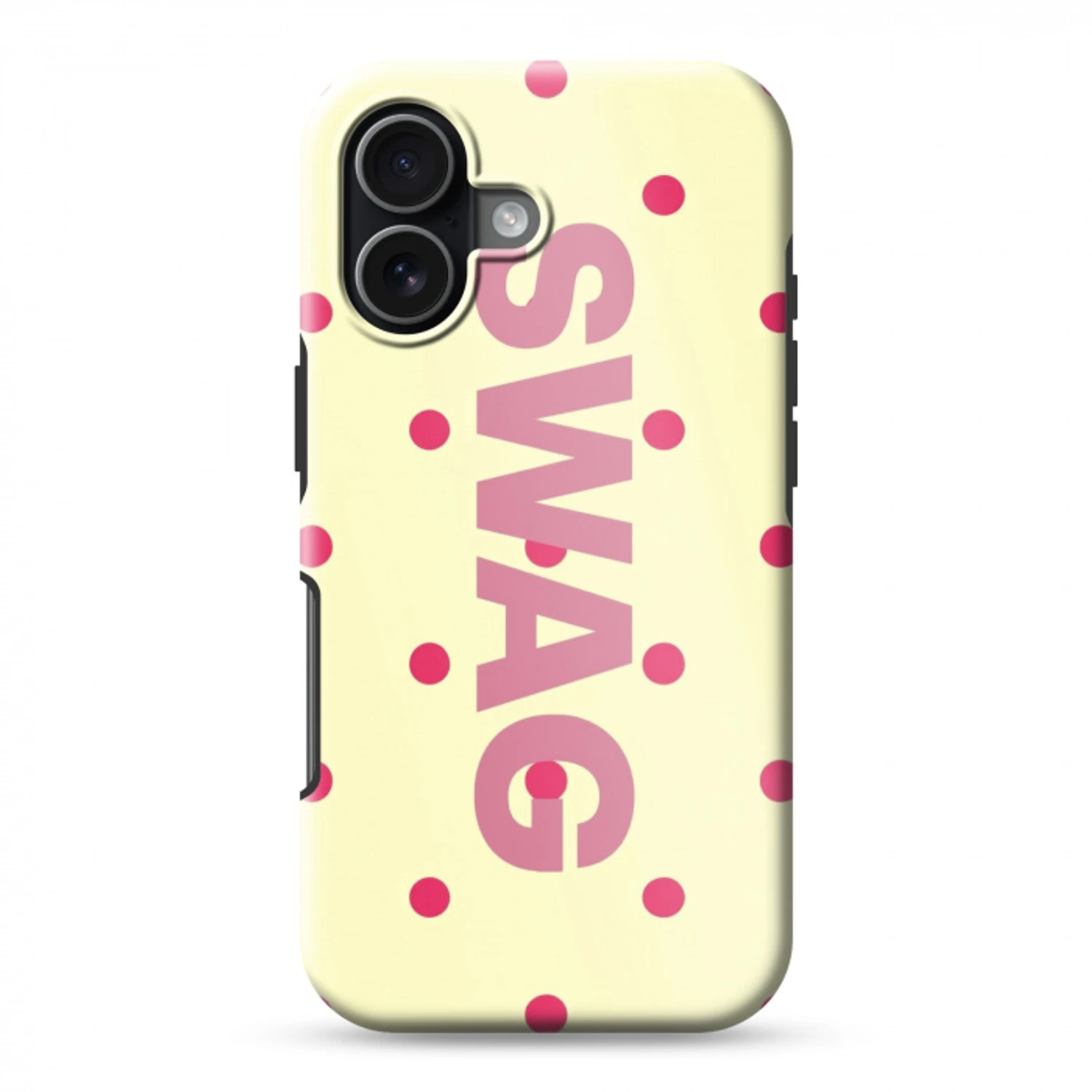 Swag - Roze - Stippen - Geel Toughcase MagSafe Apple iPhone 17 klein -3d
