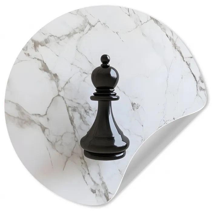 Schaakstuk - Loper - Zwart - Marmer Wandcirkel behangsticker klein -3d