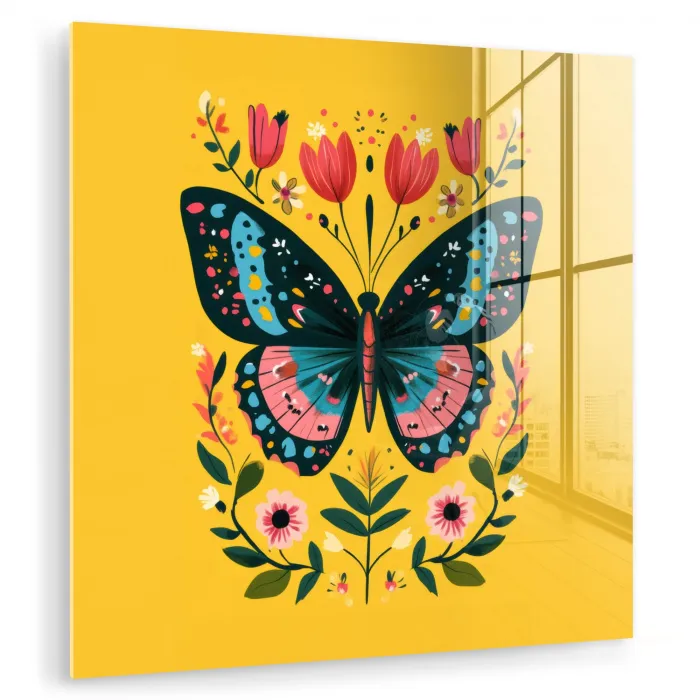 Bloemen - Kleurrijk - Vlinder - Sierlijk plexiglas 5mm klein -zzzproduct_nieuw