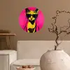 Kat - Art - Zonnebril - Roze Wandcirkel behangsticker klein -sfeer1