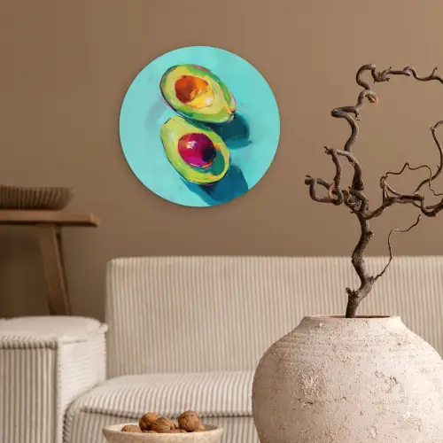 Avocado - Groen - Pit - Schaduw Wandcirkel kunststof plaat 5mm dik klein -sfeer1