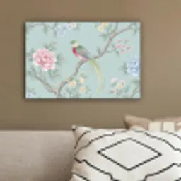Vogel - Bloemen - Kleurrijk canvas 2cm klein -sfeer3