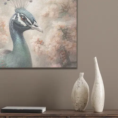 Pauw - Vogels - Bloemen - Boom - Botanisch PET vilt klein -sfeer6_closeup