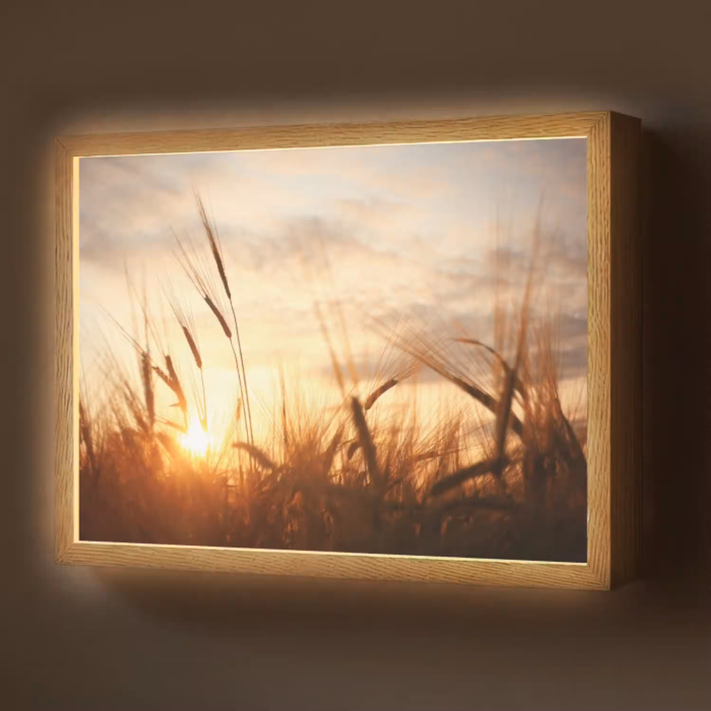 Riet - Gras - Zonsondergang - Natuur - Horizon Light Box met batterij (Wandlamp) middel -z3d_website