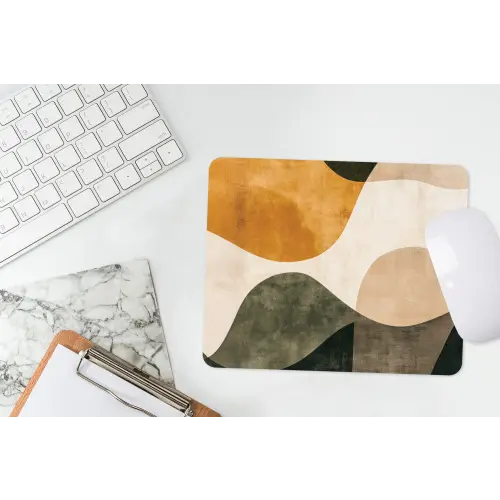 Vormen - Okergeel - Abstract muismat rubber klein -witbureau