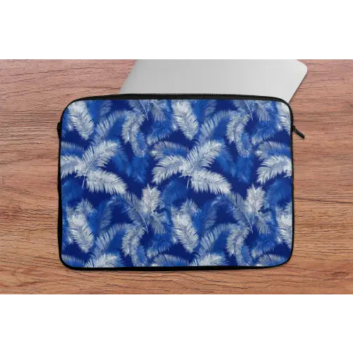 Palmblad - Patroon - Blauw laptophoes neopreen klein 279 -tafel