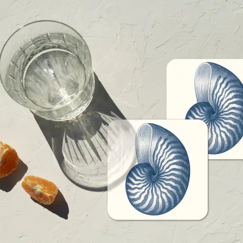 Blauw - Schelp - Spiraal onderzetter kurk middel -sfeer4