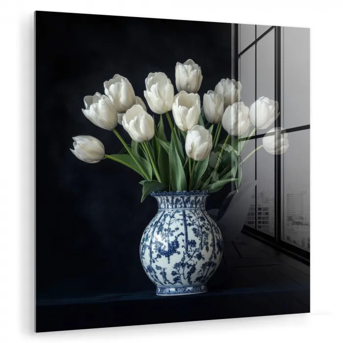 Wit - Bloemen - Tulpen - Vaas plexiglas 5mm klein -zzzproduct_nieuw