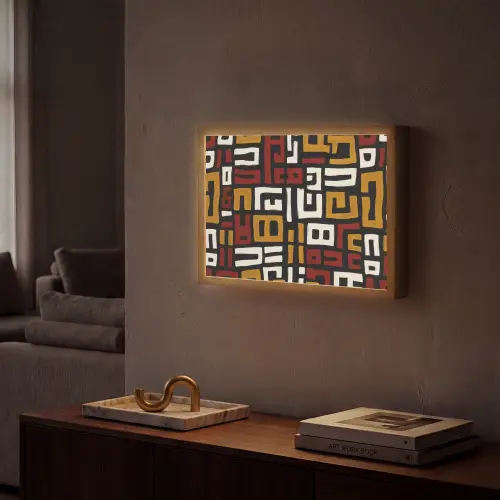 Abstract - Patroon - Rood Light Box met batterij (Wandlamp) middel -sfeer1