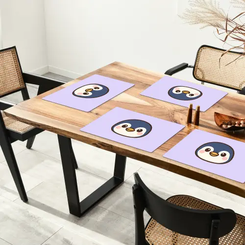 Pinguïn - Paars - Schattig Placemat vinyl groot -zzsfeer4_Kitchenyeah-website