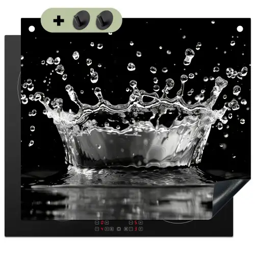 Water - Zwart - Abstract Inductie beschemer met haakjes middel -3d