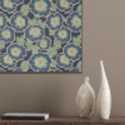 Bloemen - Borduurwerk - Patroon - Blauw - Groen PET vilt klein 837 -sfeer6_closeup