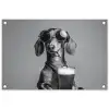 Teckel - Bier - Glas - Bril tuinposter los doek klein -3d