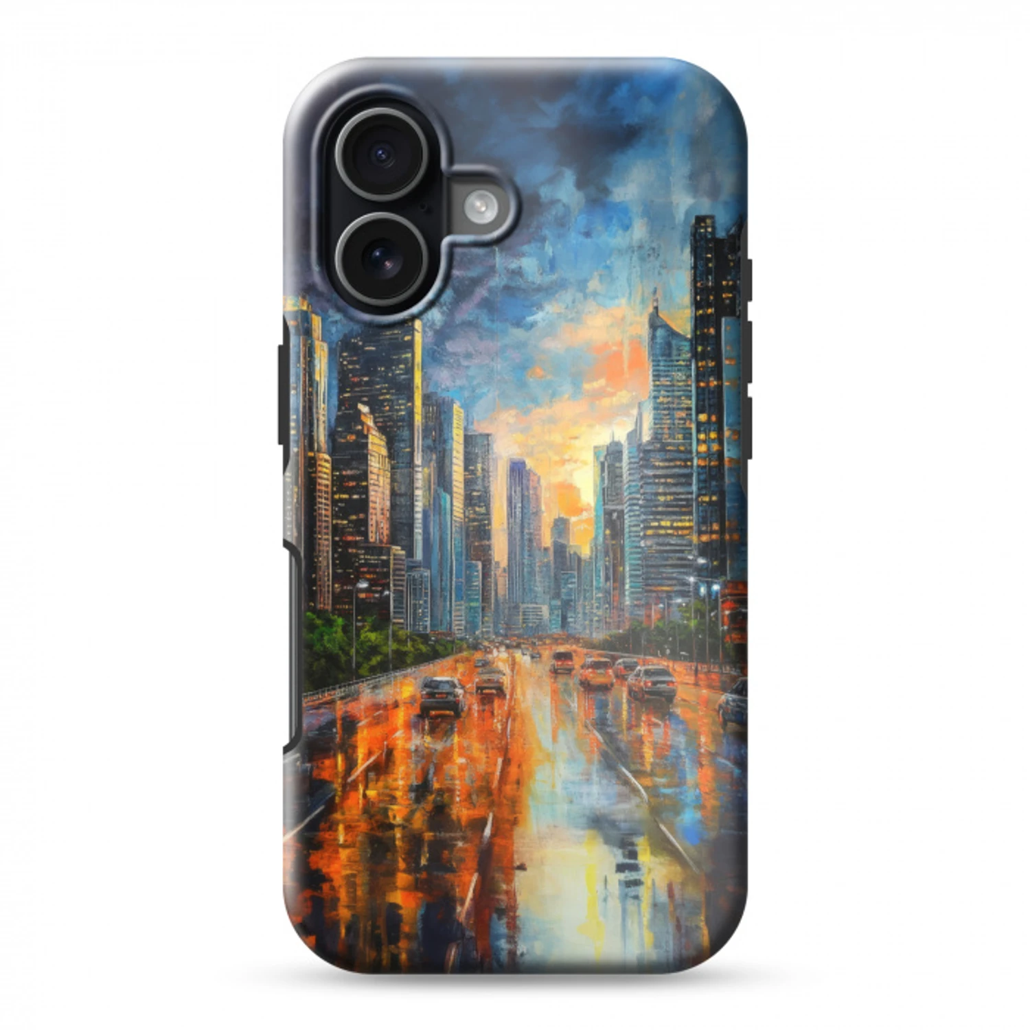 Auto - Skyline - Zon - Blauw Toughcase MagSafe Apple iPhone 17 klein -3d