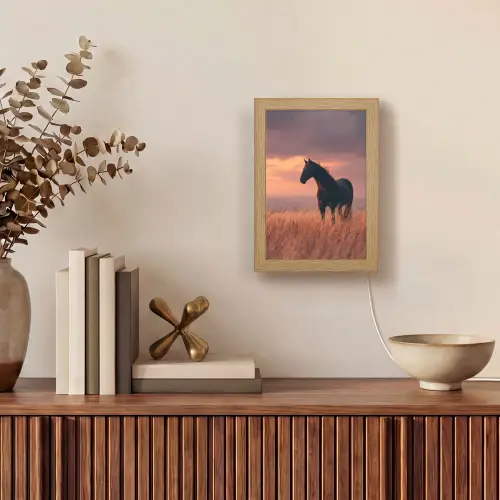 Paard - Wolken - Open veld Light Box met kabel (Tafellamp) klein -sfeer2