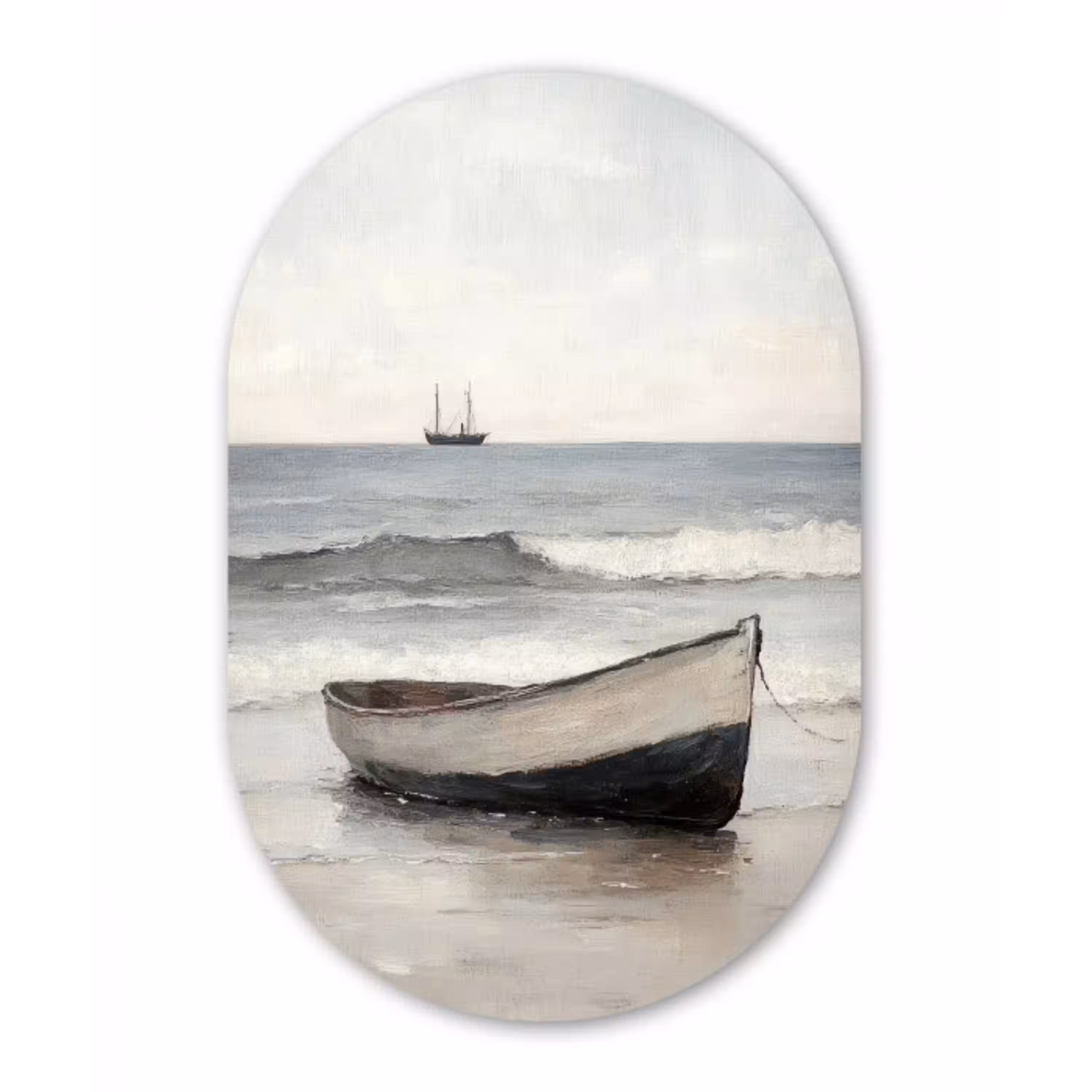 Roeiboot - Zee - Horizon Wandcirkel Ovaal Glas middel -3d