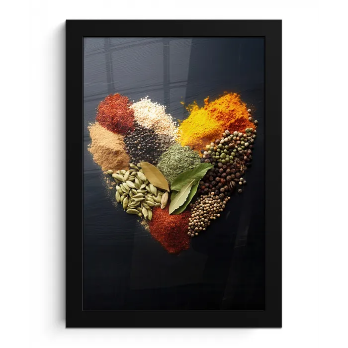 Specerijen - Mix - Hartvorm - Zwart fotolijst zwart zonder passe partout klein -3d