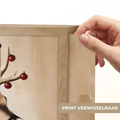 Gewei - Kerst - Rendier - Rood Light Box met batterij (Wandlamp) middel -USP_websiteprintNL