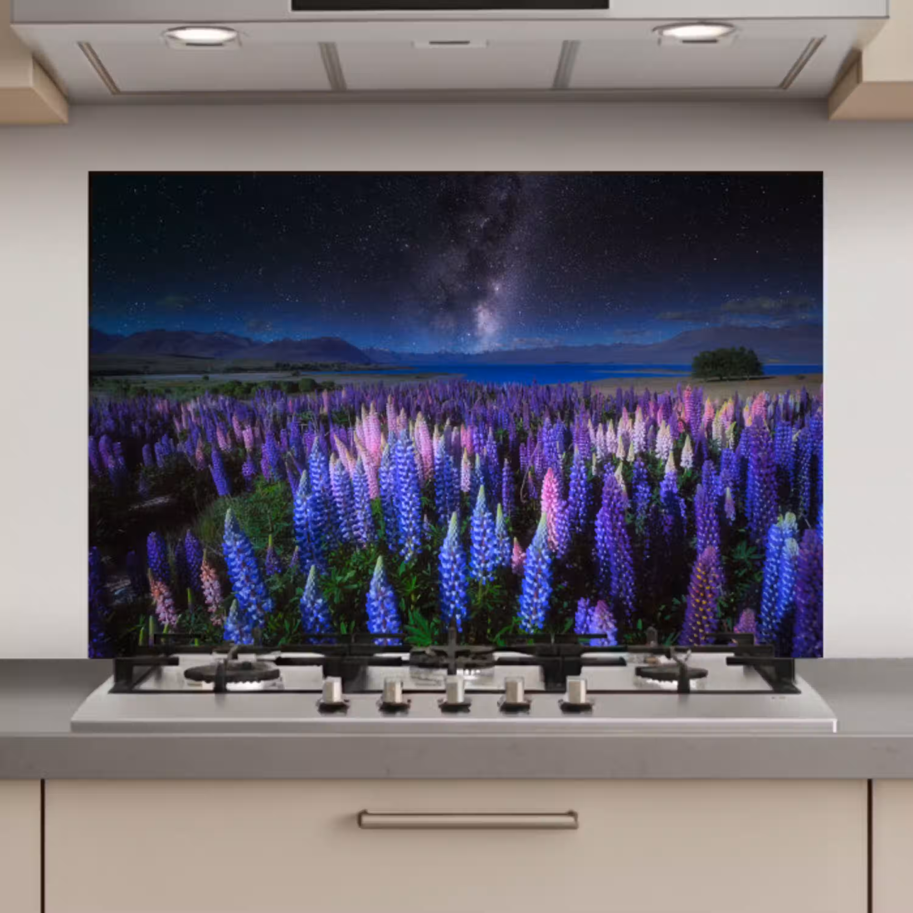 Bloemen - Nacht - Lupine - Sterrenhemel - Paars - Natuur keuken achterwand spatscherm klein -3d_website