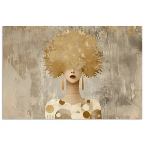 Goud - Portret - Vrouw poster papier klein -3d